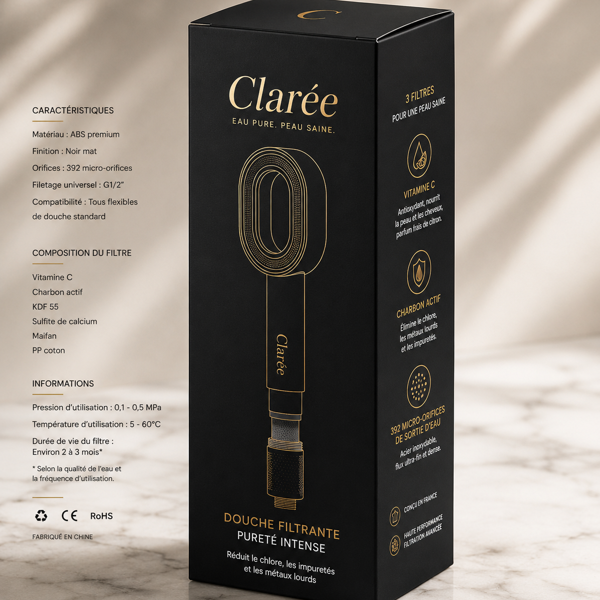Clarée - Pommeau filtrant vitamine C